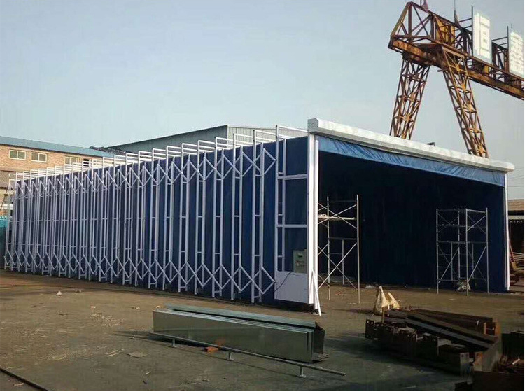 定制钢结构厂房移动式喷漆装置 工业移动喷漆房可控制移动伸缩房
